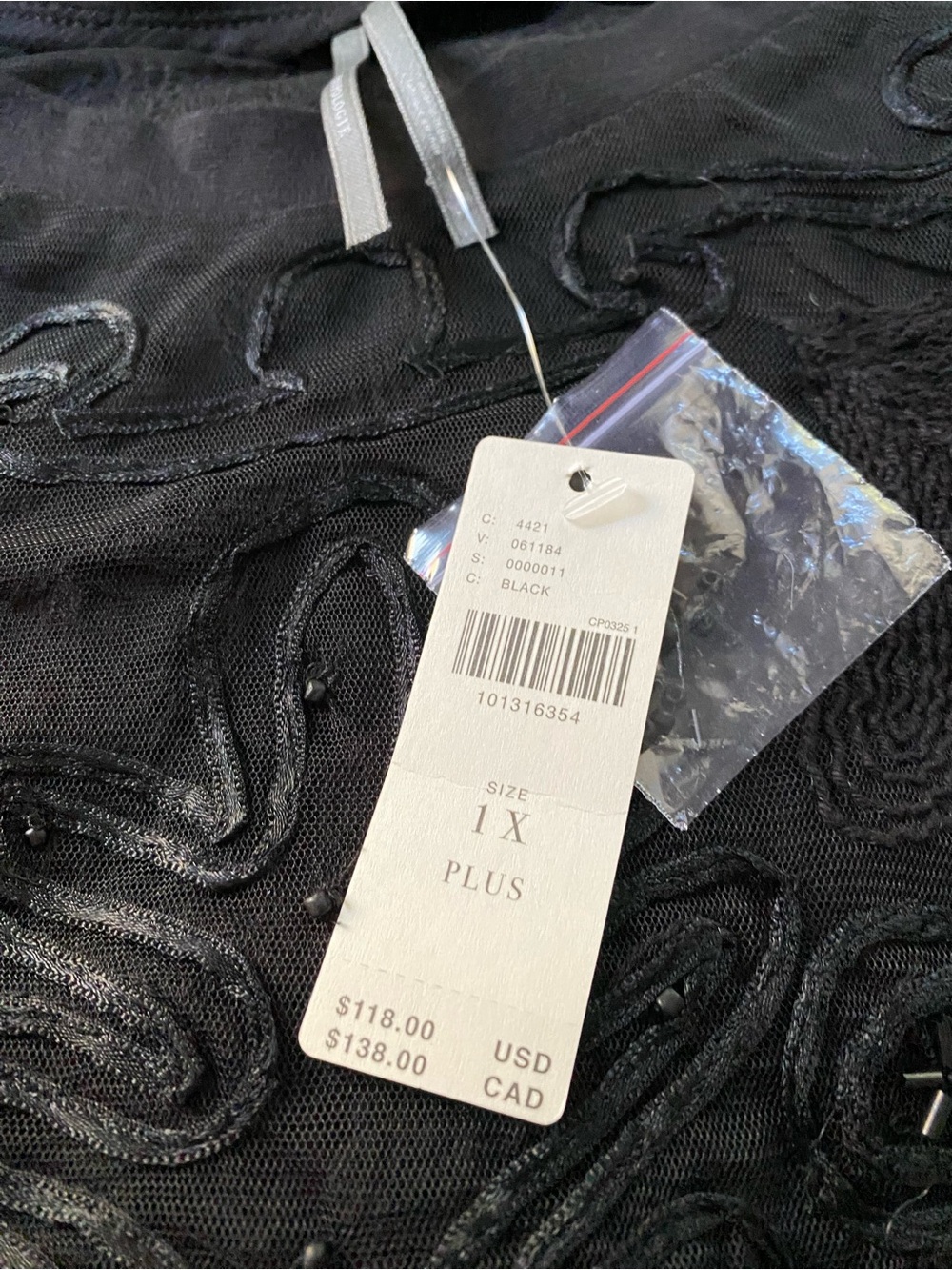 By Anthropologie Sheer Mesh Top 1x black new with tag nwt - Picture 5 of 5